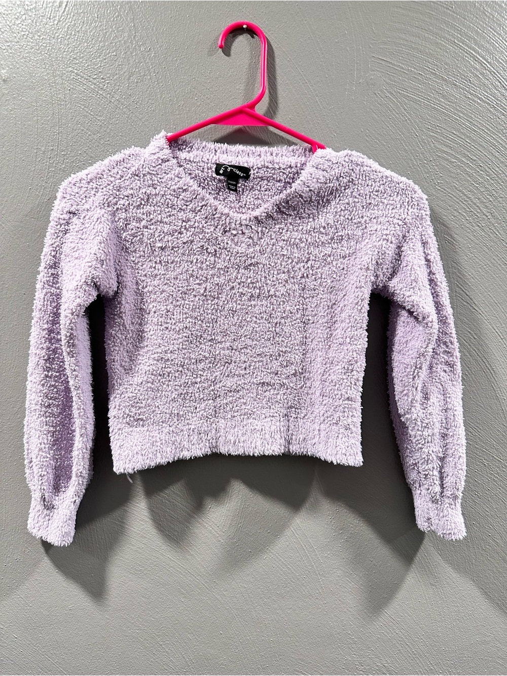 art class Lilac Plush V-Neck Cropped Sweater